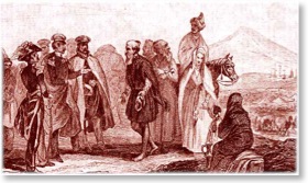 Deportation of 40,000 Armenians by the Russian army in 1827. 19th cent. engraving