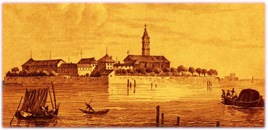 18th cent. Engraving of the Mekhitarist Monastery in Venice, Italy